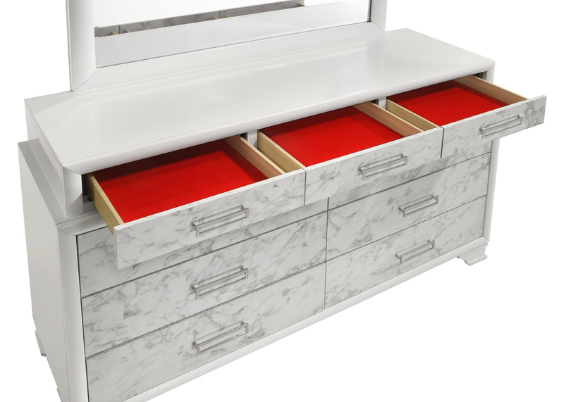Galaxy Home Soul White Dresser and Mirror
