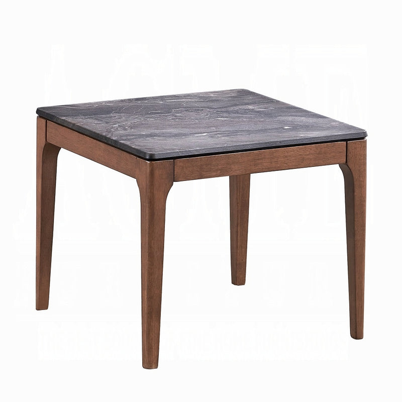 Acme Furniture Bevis Engineered Stone Walnut End Table