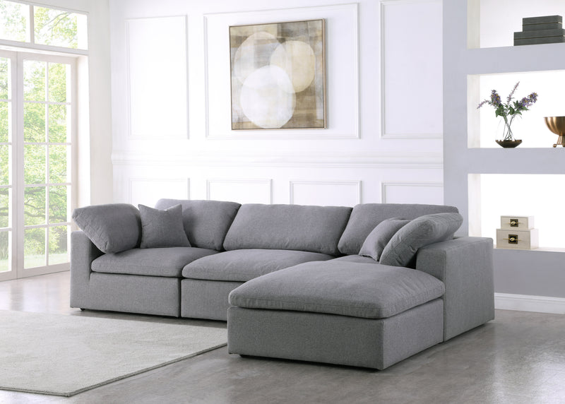 Meridian Furniture Serene Navy Fabric Modular 4pc Sectional with Ottoman