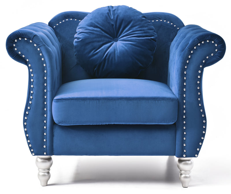 Glory Furniture Hollywood Navy Blue Velvet Fabric Chair
