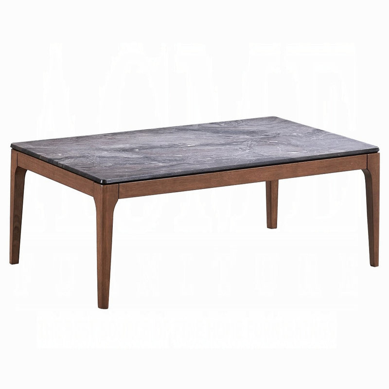 Acme Furniture Bevis Engineered Stone Walnut 3pc Coffee Table Set