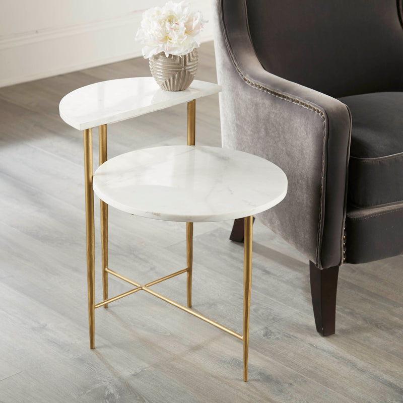 Steve Silver Patna White Marble Top Side Table