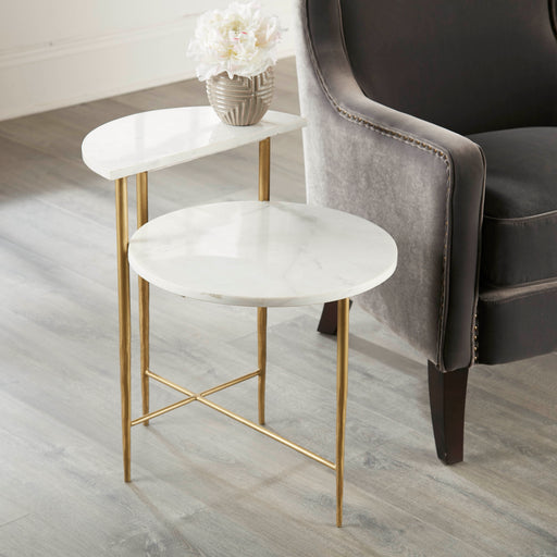 Steve Silver Patna White Marble Top Side Table