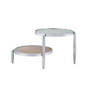 Acme Furniture Abbe Clear Chrome 3pc Coffee Table Set