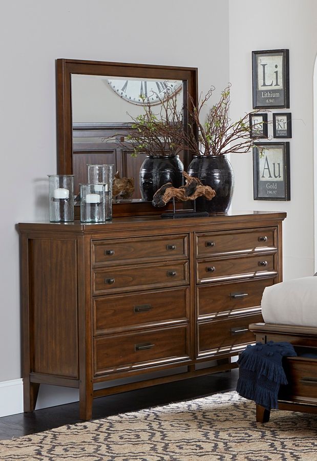 Home Elegance Frazier Park Dark Cherry Dresser and Mirror