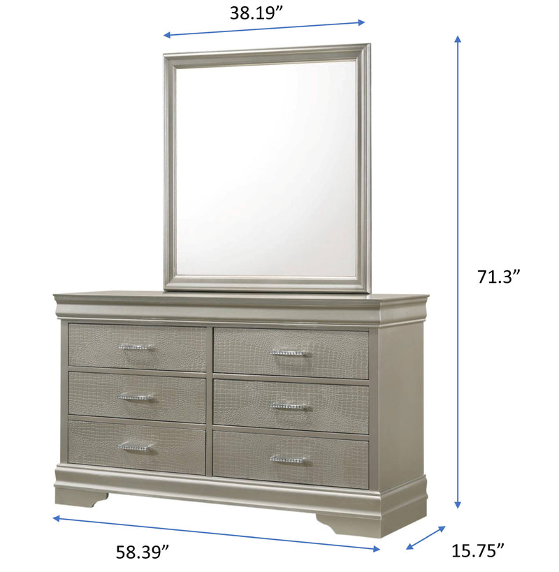 Crown Mark Amalia Champagne Silver Mirror