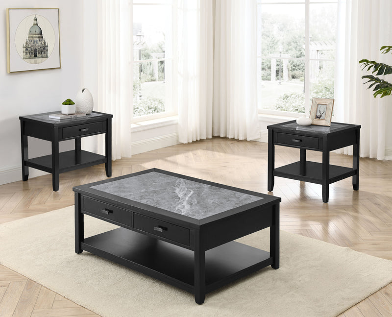 Steve Silver Garvine Black Gray 3pc Coffee Table Set