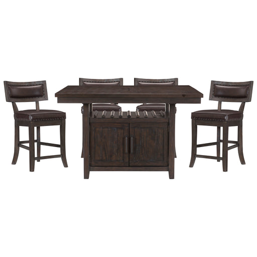 Home Elegance Oxton Brown Cherry 5pc Counter Height Set