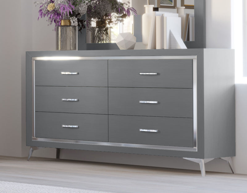 New Classic Furniture Huxley Gray Dresser and Mirror