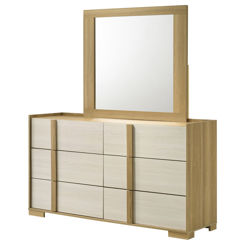 Coaster Furniture Hyland Natural Brown White Dresser with Mirror