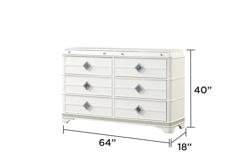 Galaxy Home Laguna Off White 6 Drawer Dresser