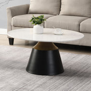 Acme Furniture Jaramillo White Natural Black 3pc Coffee Table Set