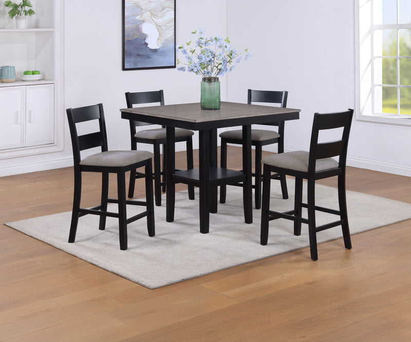 Crown Mark Lester Light Grey 5pc Counter Height Table Set