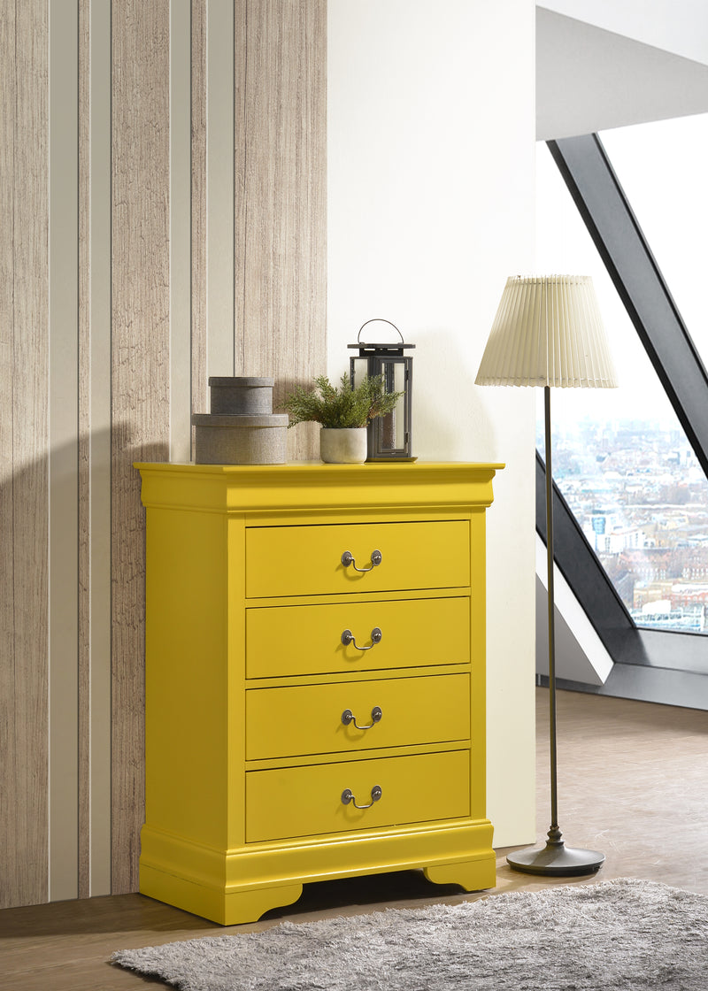 Glory Furniture Louis Phillipe Yellow 4 Drawers Chest