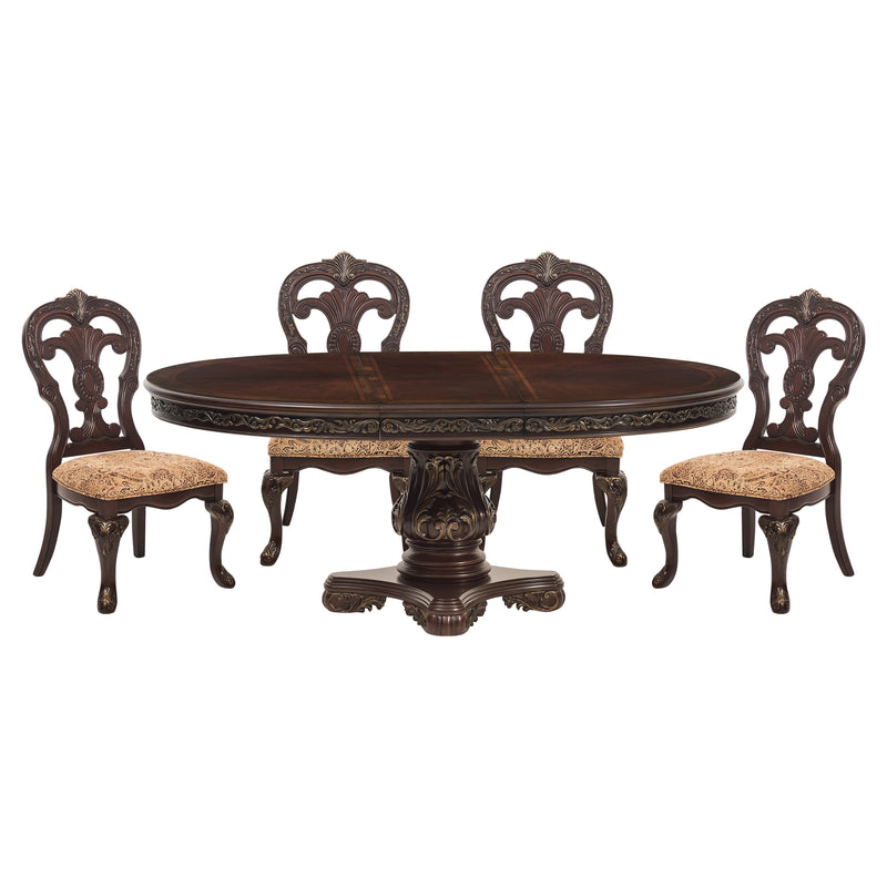 Home Elegance Deryn Park Cherry Metallic 5pc Dining Room Set