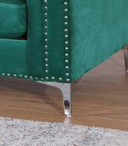 Glory Furniture Pompano Green Velvet Sofa Chaise