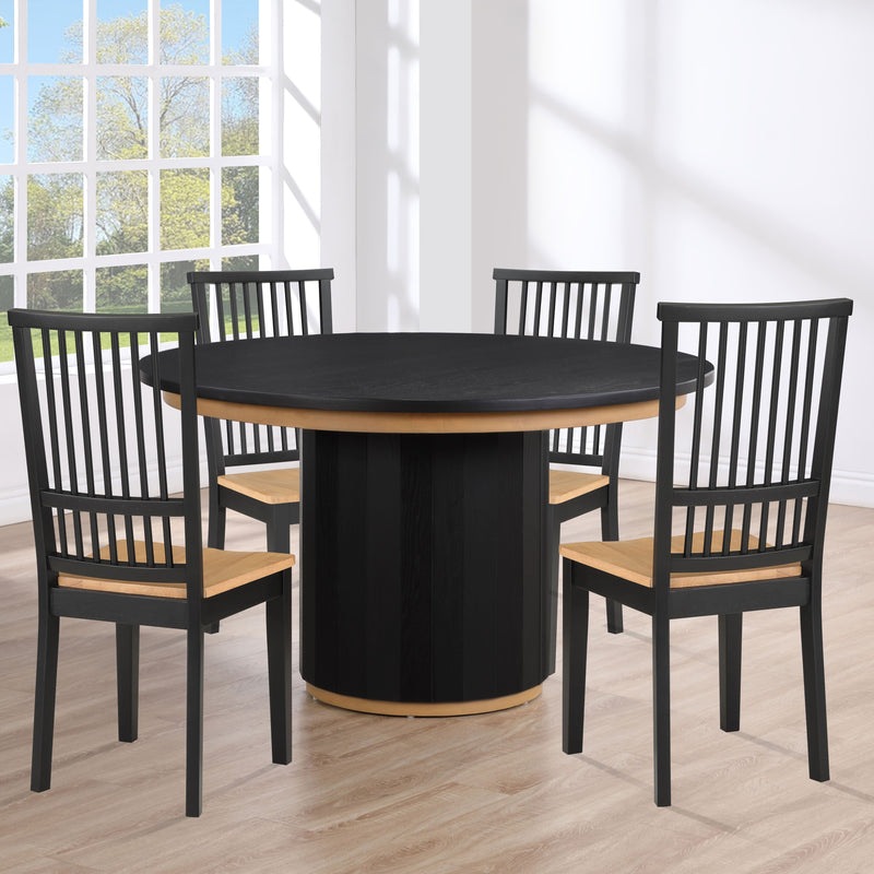 Steve Silver Magnolia Light Brown Black 5pc Round Dining Set