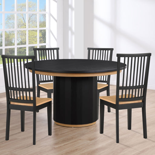 Steve Silver Magnolia Light Brown Black 5pc Round Dining Set
