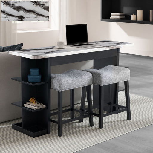 Global Furniture D3232 Light Grey Console Sofa Table with 2 Stools