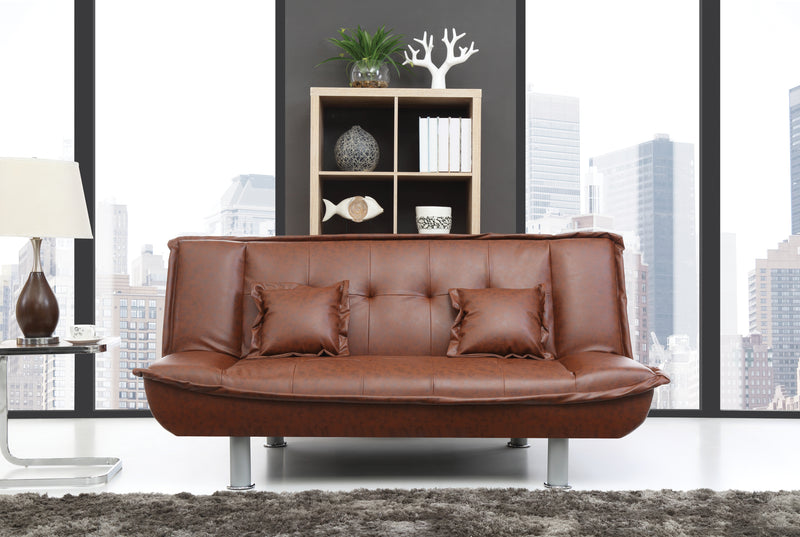 Glory Furniture Lionel Brown Faux Leather Sofa Bed