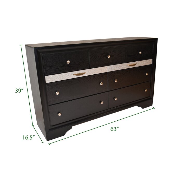 Galaxy Home Matrix Black Dresser and Mirror
