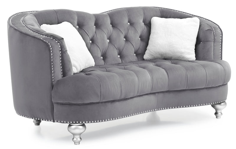 Glory Furniture Jewel Gray Velvet Loveseat