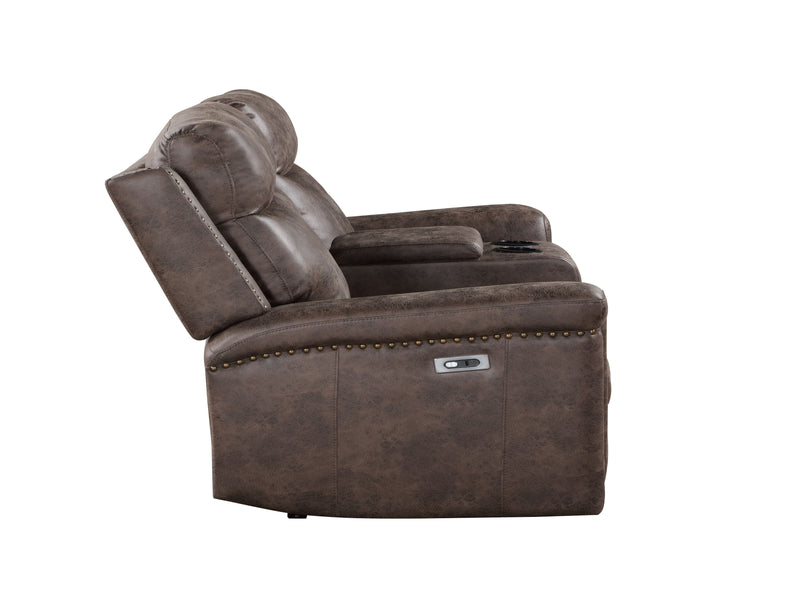 New Classic Furniture Quade Mocha Power Loveseat with Console