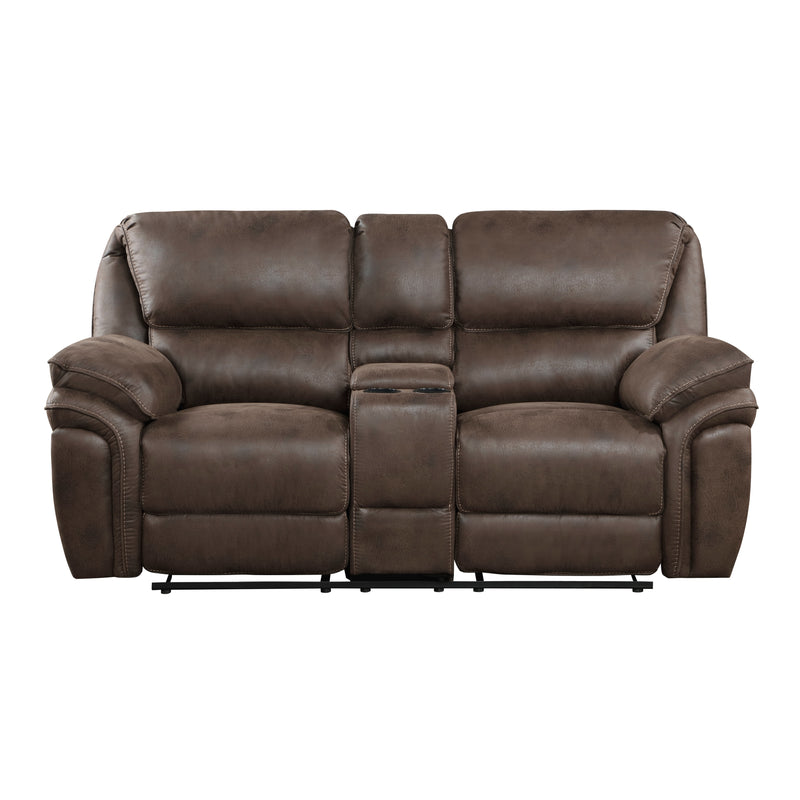 Home Elegance Proctor Brown Double Reclining Love Seat with Console