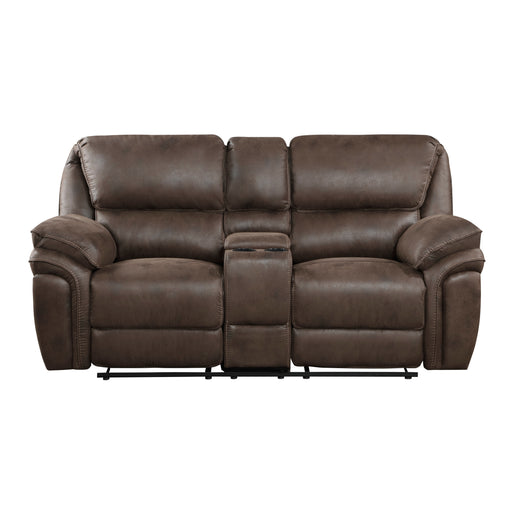 Home Elegance Proctor Brown Double Reclining Love Seat with Console
