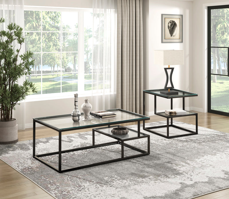 Home Elegance Elyria Black 3pc Coffee Table Set