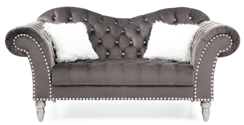 Glory Furniture Wilshire Dark Gray Velvet Loveseat