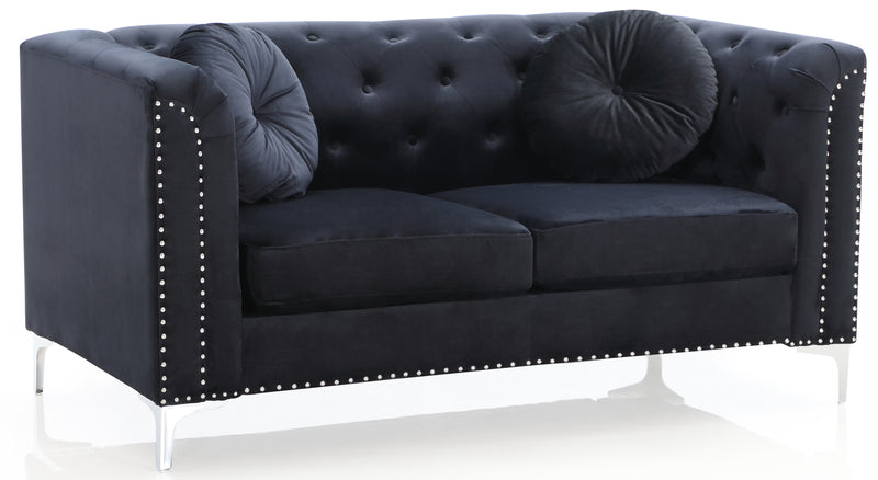 Glory Furniture Pompano Black Velvet Loveseat
