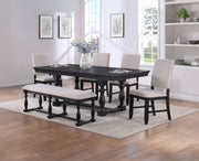 Crown Mark Regent Charcoal Black 6pc Dining Room Set
