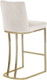 Meridian Furniture Heidi Cream Velvet Gold Counter Height Stool