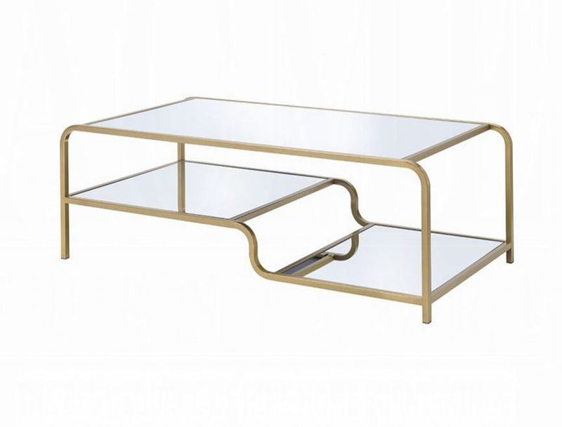 Acme Furniture Astrid Gold Mirrored 3pc Coffee Table Set