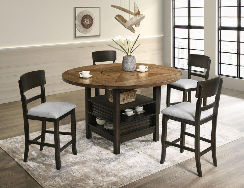 Crown Mark Oakly 5pc Counter Height Table Set