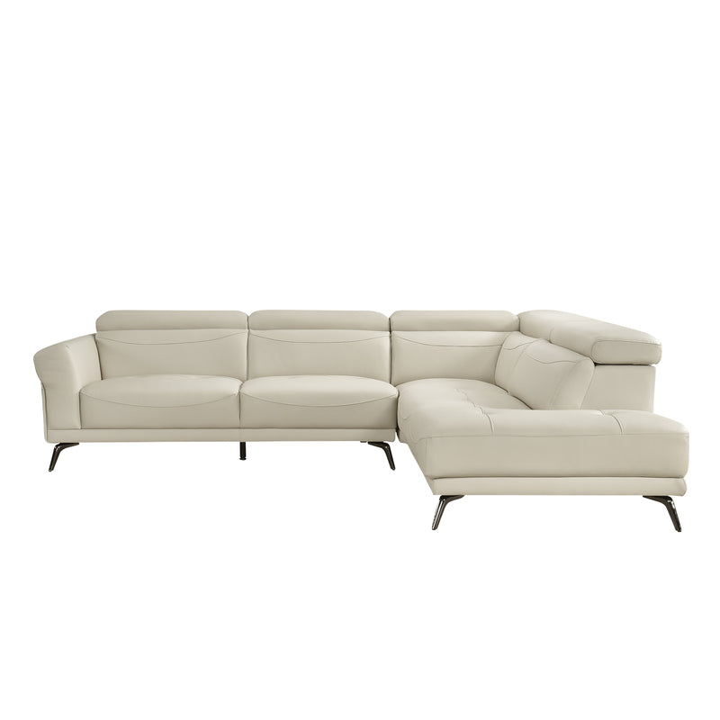 Home Elegance Giselle Beige 2pc Sectional with Right Side Chaise