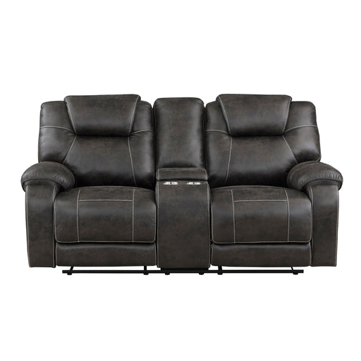 Home Elegance Gainesville Brown Double Reclining Love Seat with Console