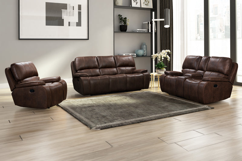 New Classic Furniture Brooking Brown Sofa with Dual Recliner