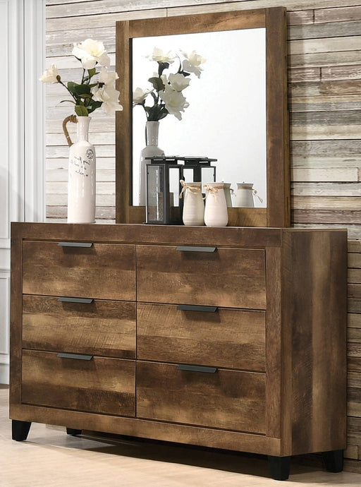 Acme Furniture Morales Rustic Oak Dresser and Mirror