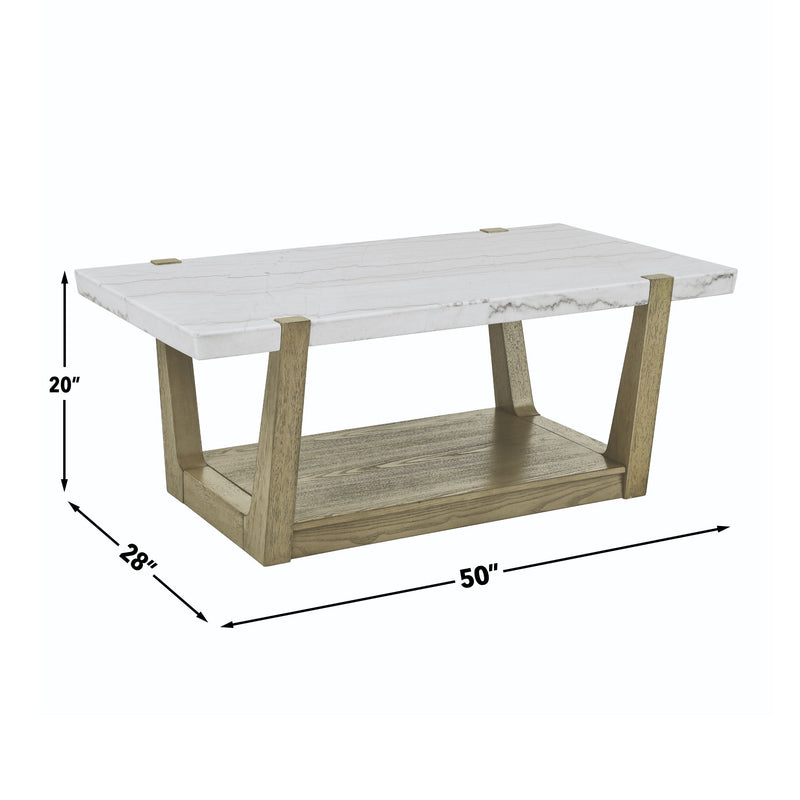 Steve Silver Perth White Marble Cocktail Table with Casters