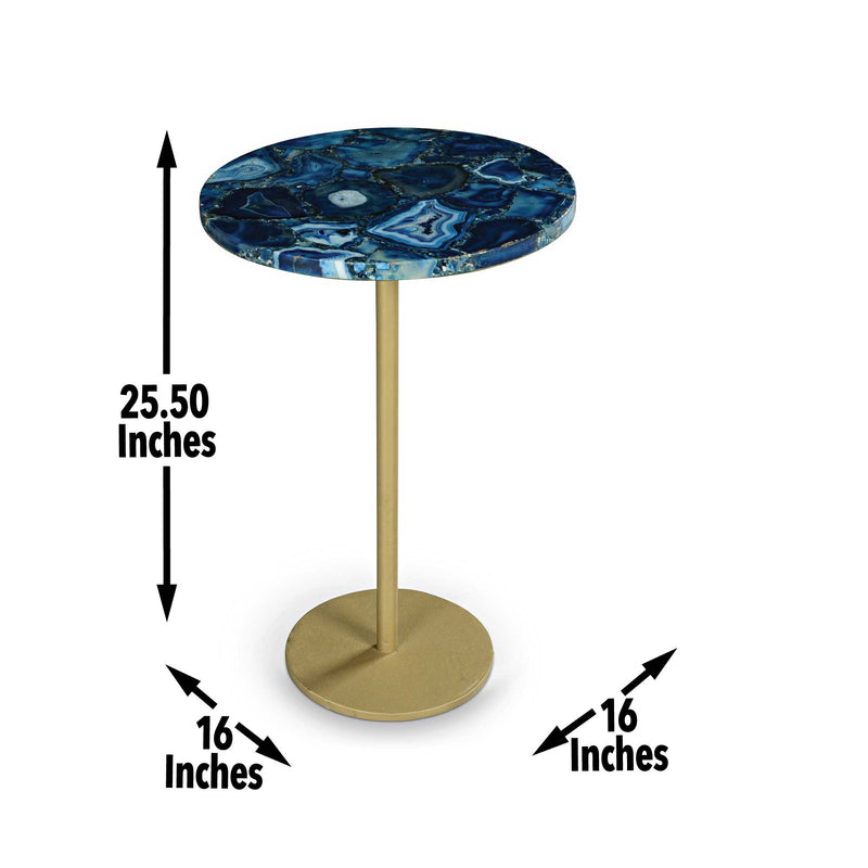 Steve Silver Oceana Blu Agate Top Round Chairside Table