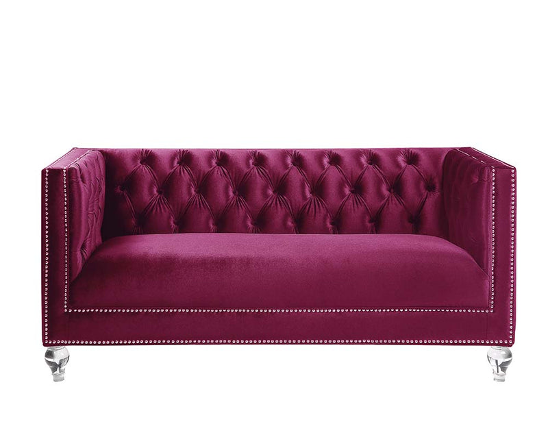 Acme Furniture Heibero Burgundy Loveseat with Pillows