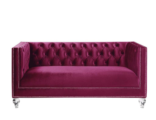 Acme Furniture Heibero Burgundy Loveseat with Pillows