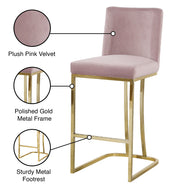 Meridian Furniture Heidi Cream Velvet Gold Counter Height Stool