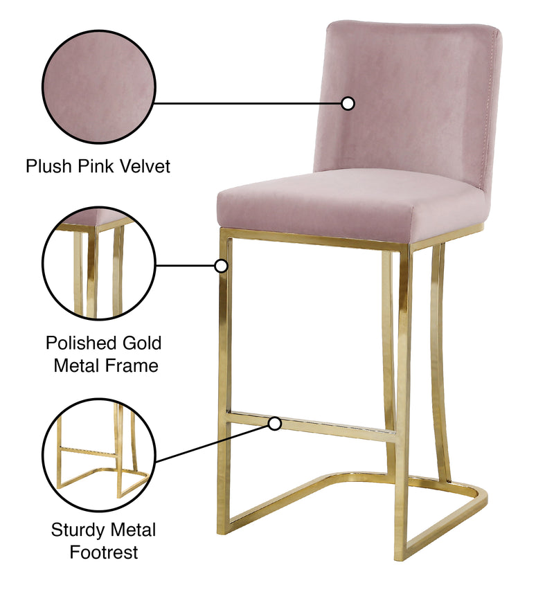 Meridian Furniture Heidi Cream Velvet Gold Counter Height Stool
