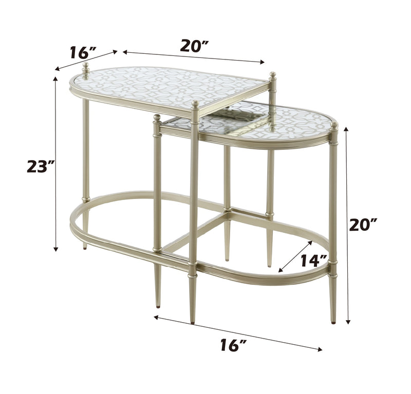 Acme Furniture Zaba Champagne Nesting Table Set