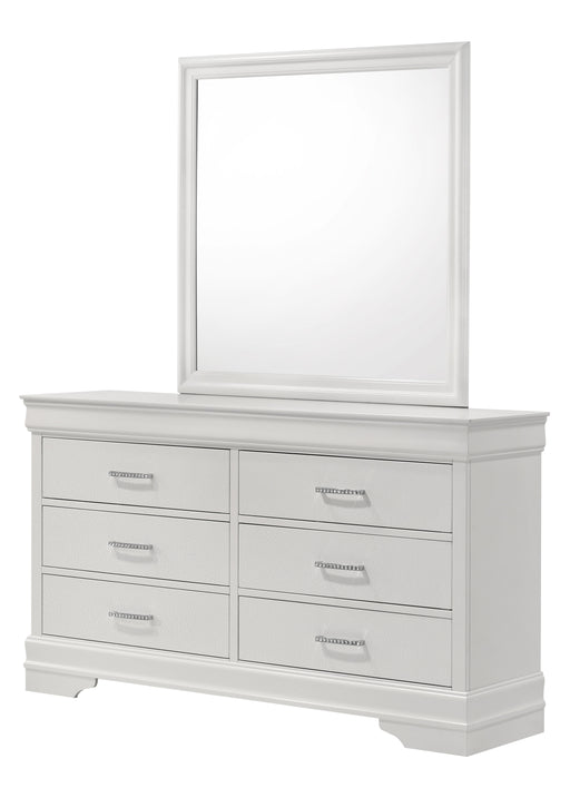 Crown Mark Amalia White Dresser and Mirror