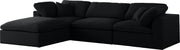 Meridian Furniture Serene Navy Fabric Modular 4pc Sectional with Ottoman