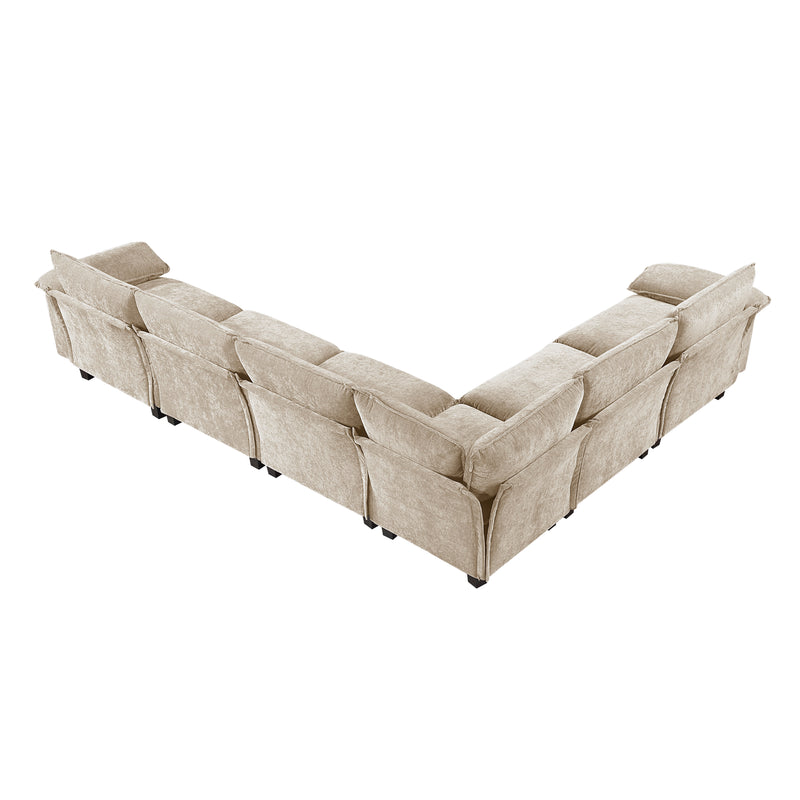 Home Elegance Dublin Pewter 6pc Modular Sectional